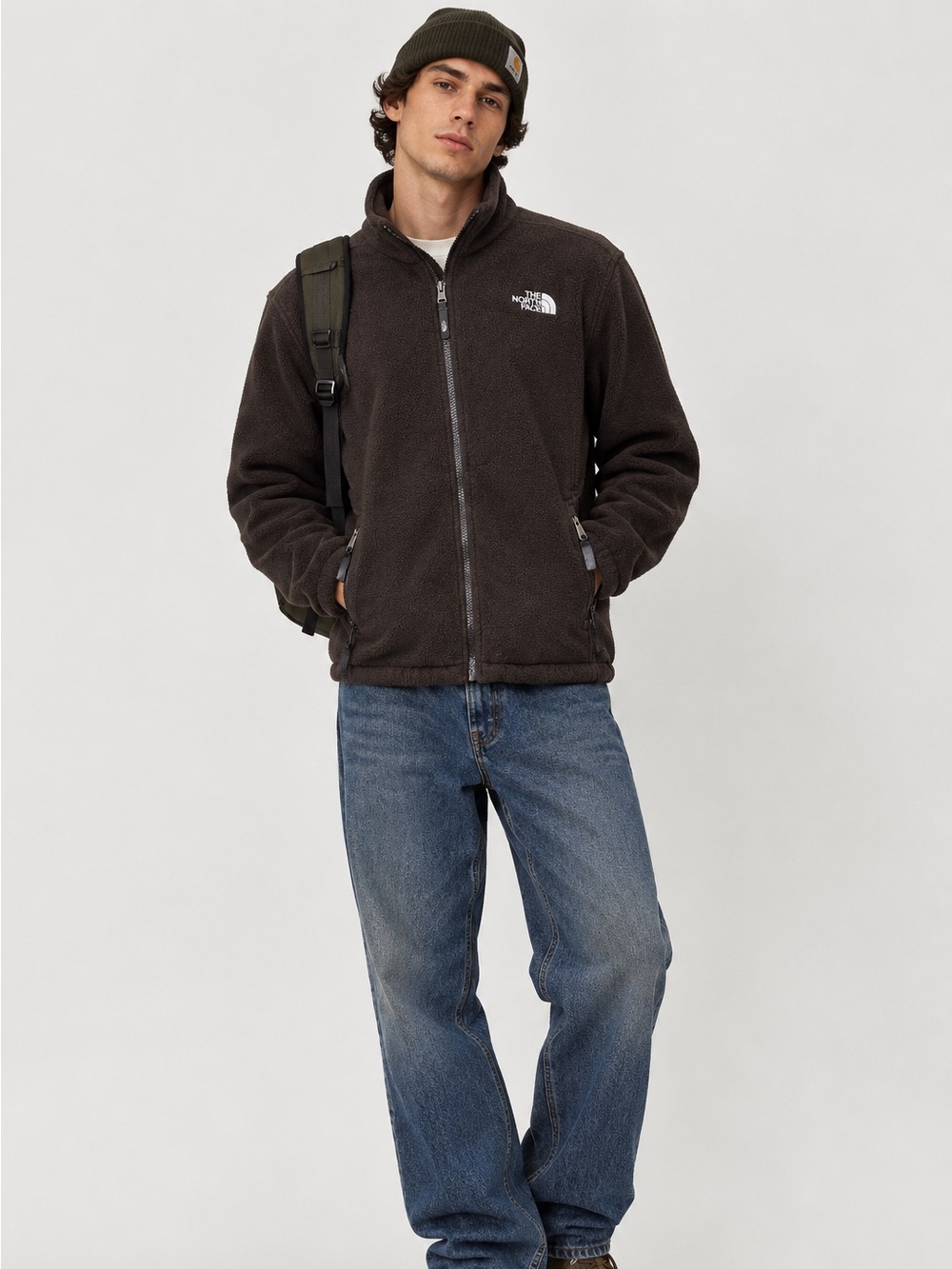 The North Face Men’s Fleece Zip Up Jacket Large Brown AFXN Fall Outdoor Hiking